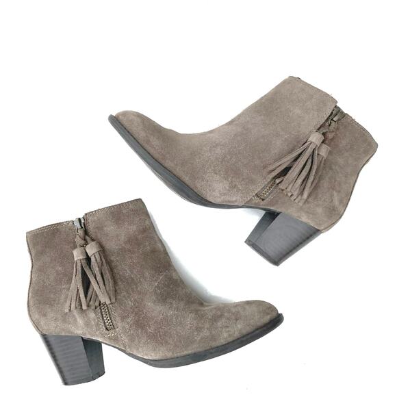 Vionic Madeline Bootie Taupe Suede Comfort Arch Support Zip Ankle Boots  Western - Picture 2 of 16